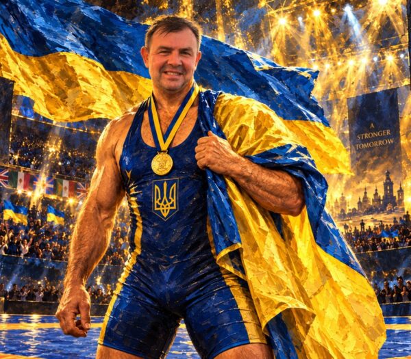 Володимир Ліпкан, привітання з днем народження друга, майстер спорту з боротьби, борцовський килим, український прапор, олімпійська відвага, опора Чина.